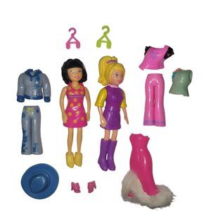 Vtg Polly Pocket Dolls Colors of the Rainbow Outfits Shoes Hangers 20 Pc P22